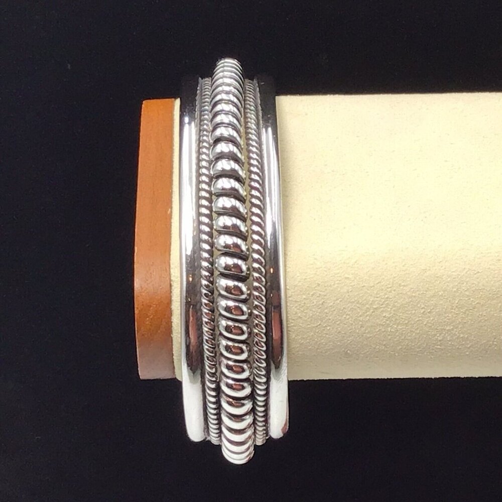 Sterling Silver Cuff Bracelet Taxco Mexico 46.5 Grams 7.25”